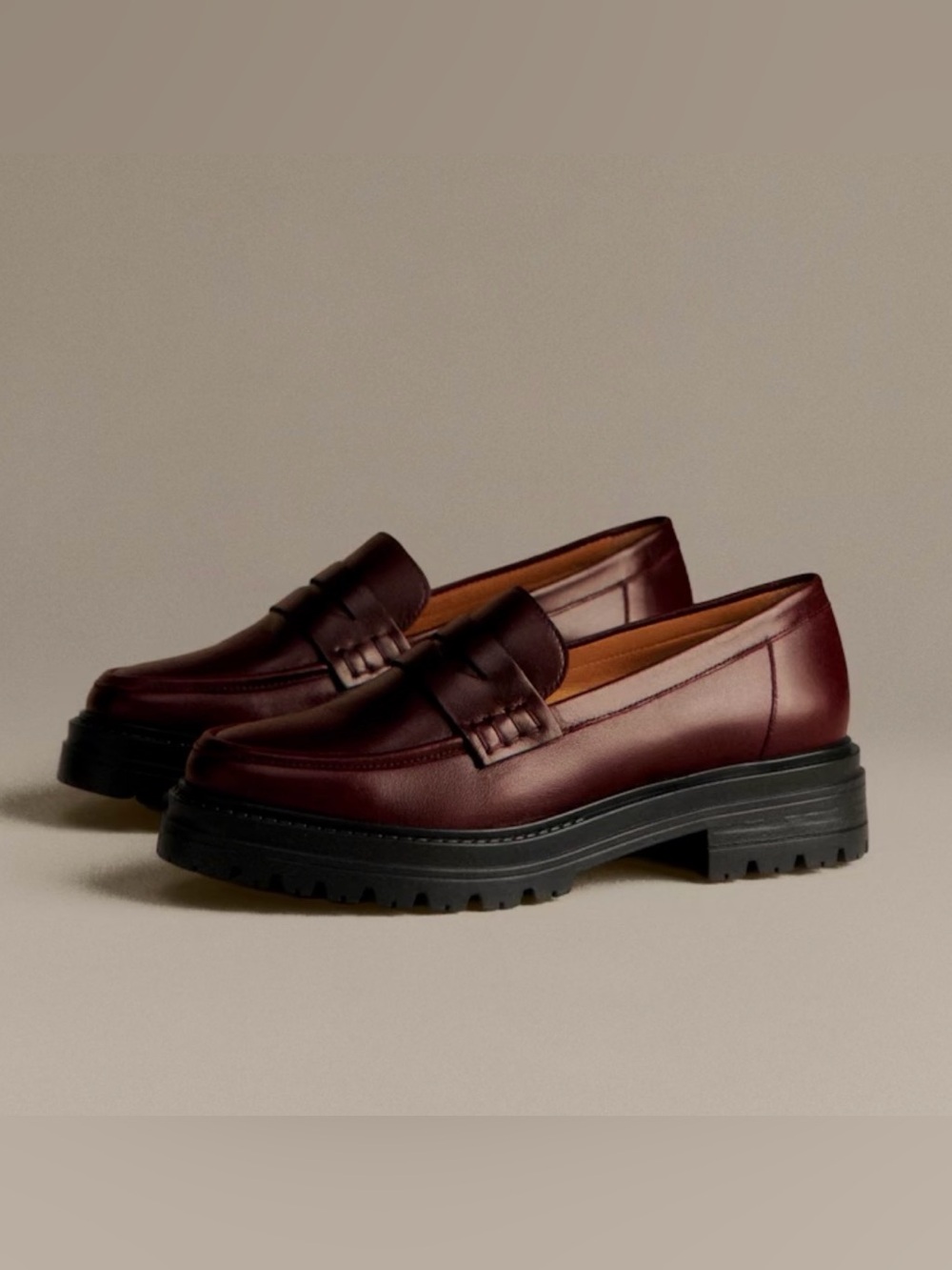 Sezane Albane Loafers Glossy Burgundy - Size 8 - Picture 1 of 4